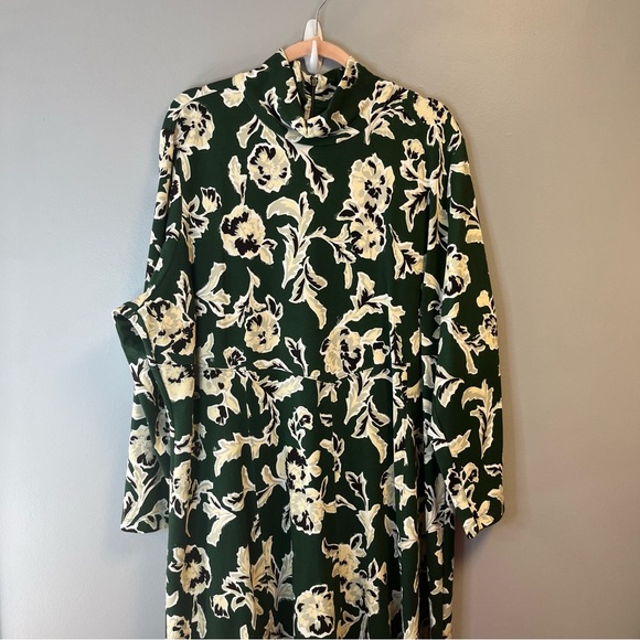 Tanya Taylor Dress Green Cream & Black Floral Thea Dress in Martini Multi 3X NWT - Picture 6 of 16